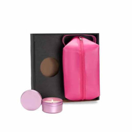 Kit Vela Aromatizada E Necessaire - Rosa - 2 Pçs Personalizado