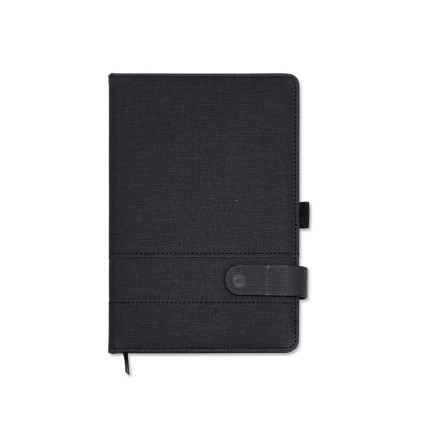 CADERNETA EM LINHO PERSONALIZADA – BRINDE CORPORATIVO ELEGANTE