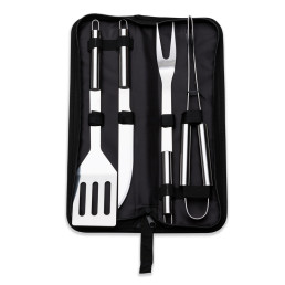 Kit churrasco 4 peças inox com estojo  para brinde